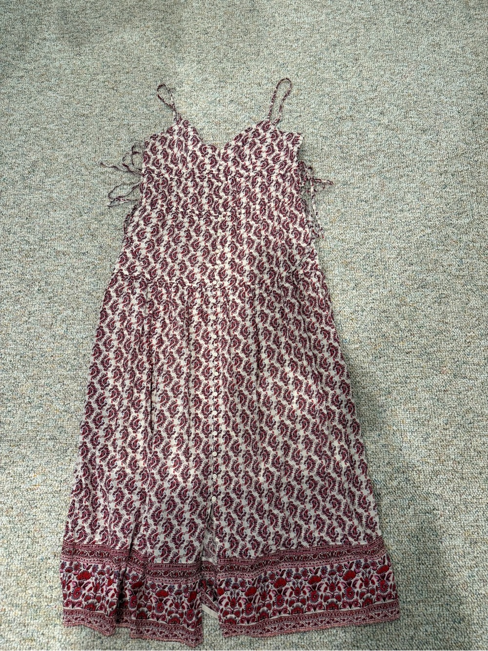 American Eagle Outfitters Burgundy and Cream Paisley Maxi Dress